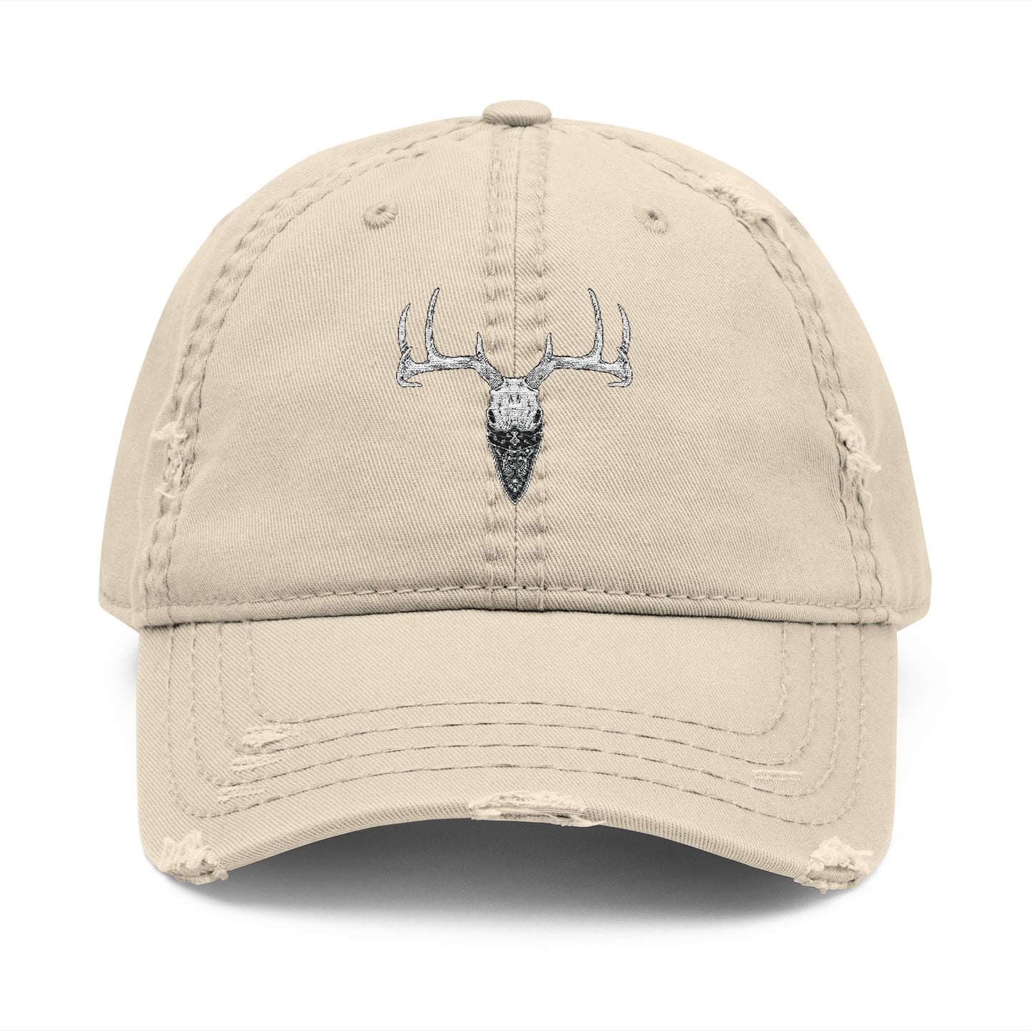 Distressed Embroidered Buck Bandit Dad Hat — Vintage Hunting Cap